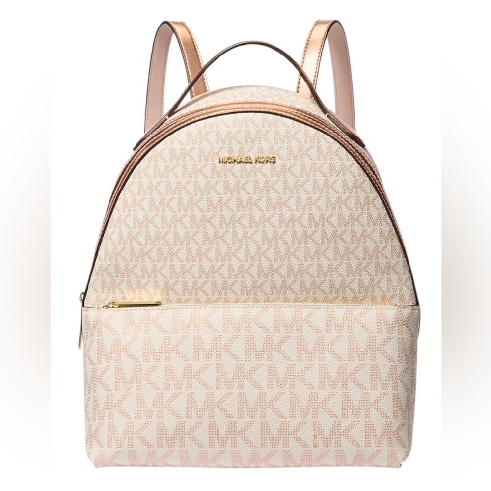 Michael Kors New Rose Gold Two-Tone Sheila Signature Medium Backpack